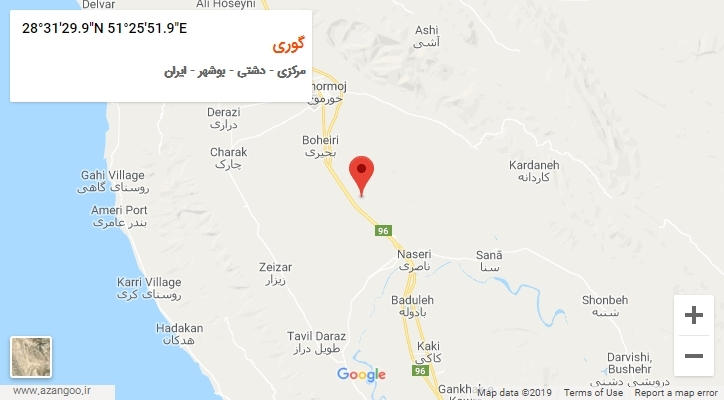 روستای گوری بر روی نقشه