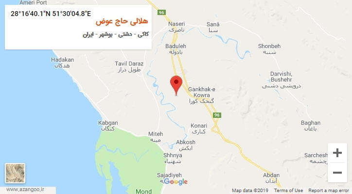 روستای هلالی حاج عوض بر روی نقشه
