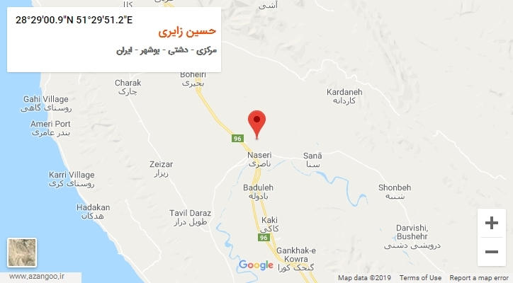 روستای حسین زایری بر روی نقشه