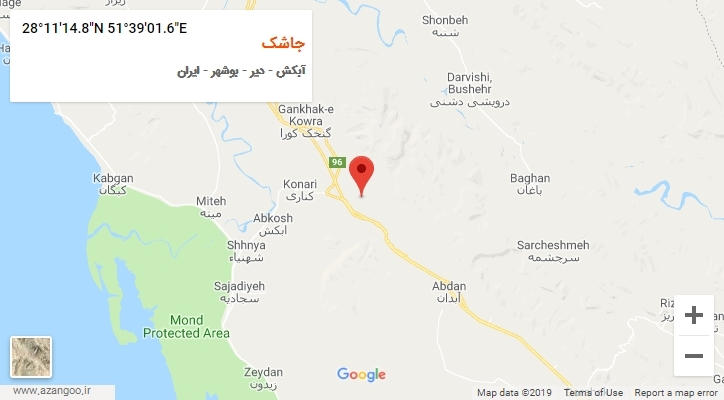 روستای جاشک بر روی نقشه