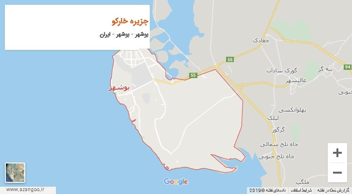 دهستان جزیره خارکو بر روی نقشه