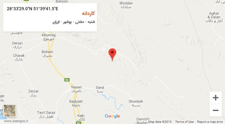 روستای کاردانه بر روی نقشه