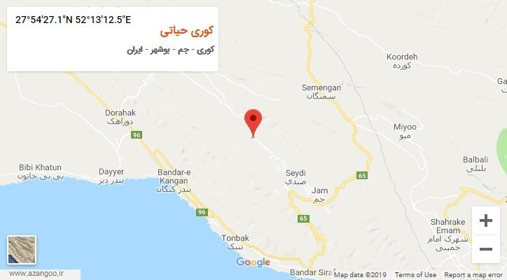 روستای کوری حیاتی بر روی نقشه