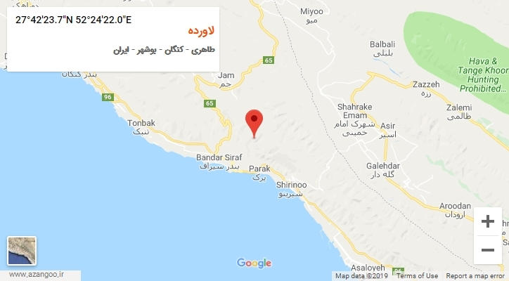 روستای لاورده بر روی نقشه