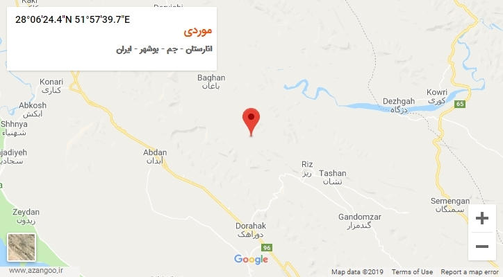 روستای موردی بر روی نقشه