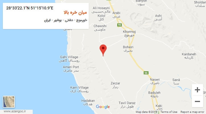 روستای میان خره بالا بر روی نقشه