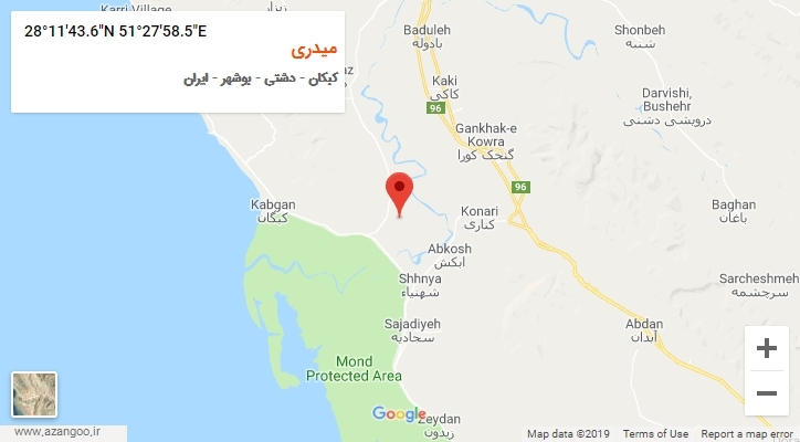روستای میدری بر روی نقشه