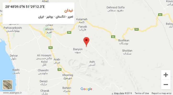 روستای نیدان بر روی نقشه