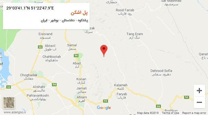 روستای پل اشکن بر روی نقشه
