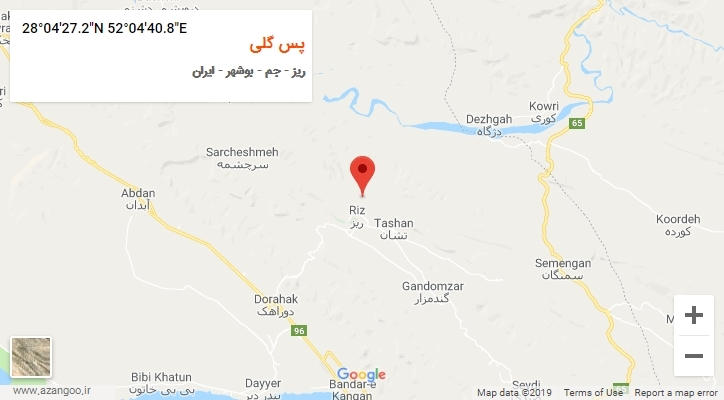 روستای پس گلی بر روی نقشه