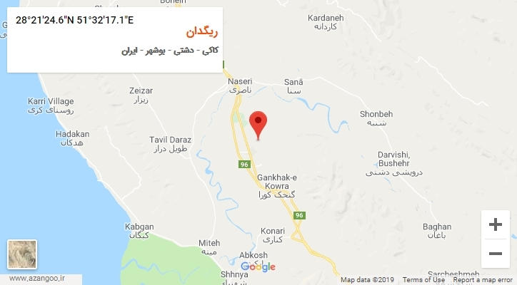 روستای ریگدان بر روی نقشه