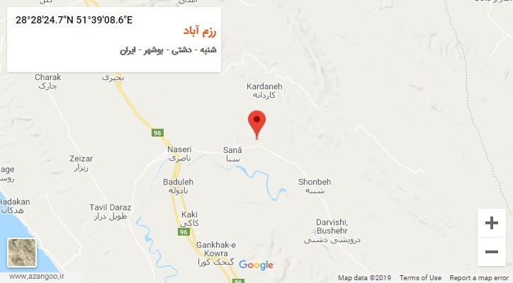 روستای رزم آباد بر روی نقشه