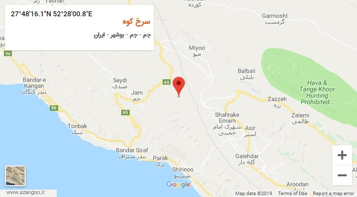 روستای سرخ کوه بر روی نقشه