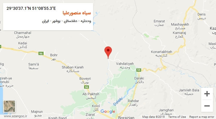 روستای سیاه منصورعلیا بر روی نقشه