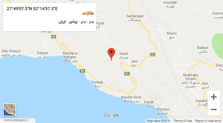 روستای طالانه بر روی نقشه