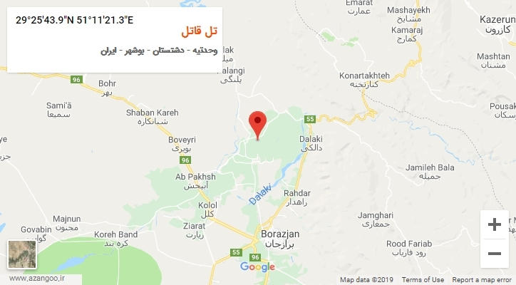 روستای تل قاتل بر روی نقشه