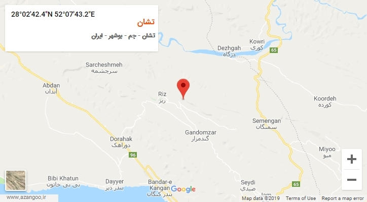 روستای تشان بر روی نقشه