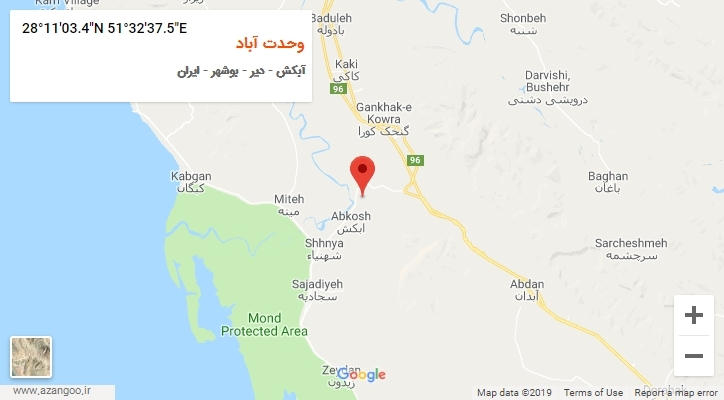 روستای وحدت آباد بر روی نقشه