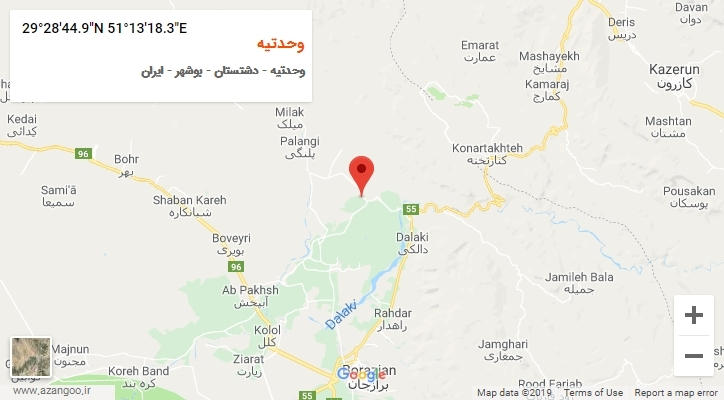 روستای وحدتیه بر روی نقشه