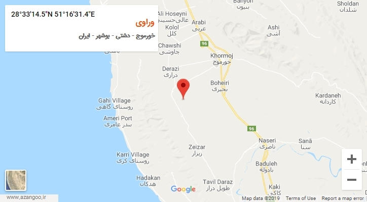 روستای وراوی بر روی نقشه