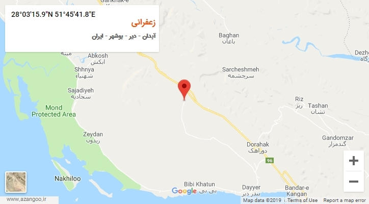 روستای زعفرانی بر روی نقشه