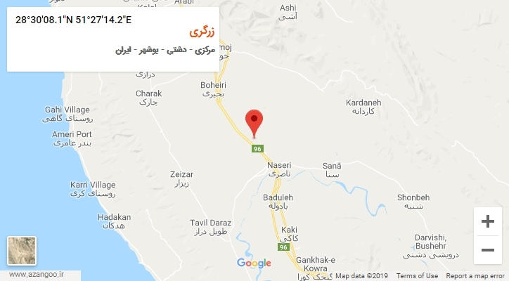 روستای زرگری بر روی نقشه