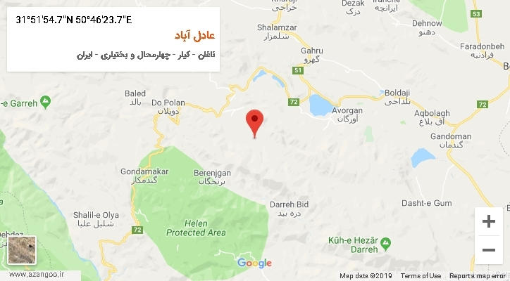 روستای عادل آباد بر روی نقشه