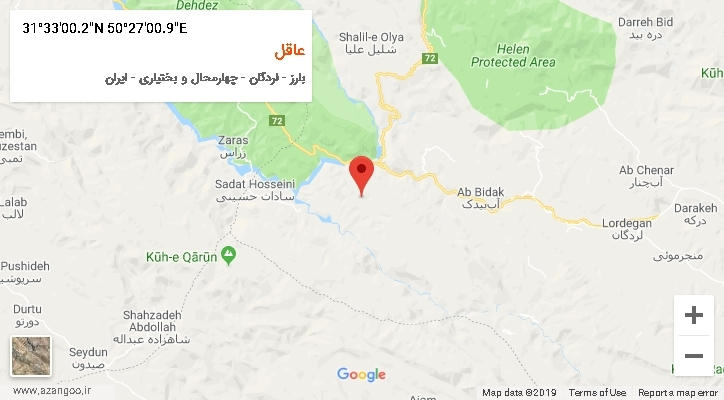 روستای عاقل بر روی نقشه
