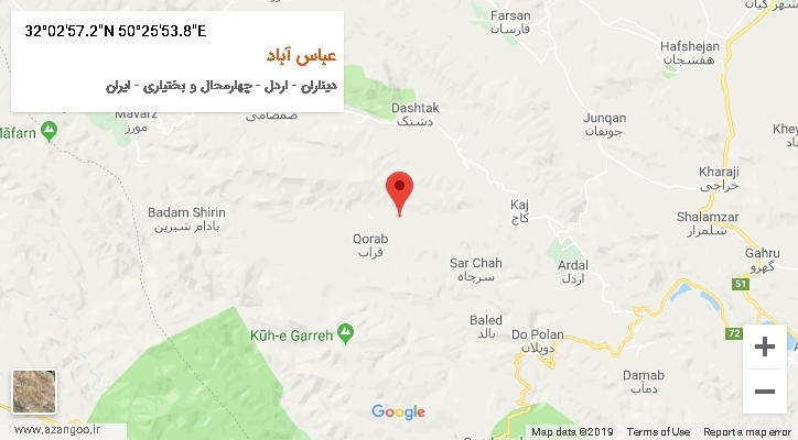 روستای عباس آباد بر روی نقشه
