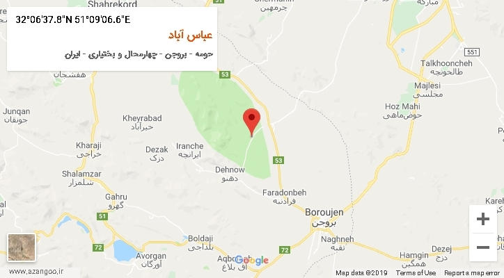 روستای عباس آباد بر روی نقشه