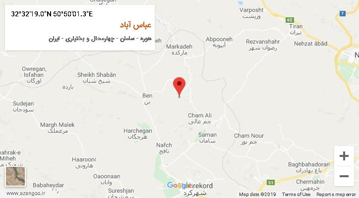 روستای عباس آباد بر روی نقشه