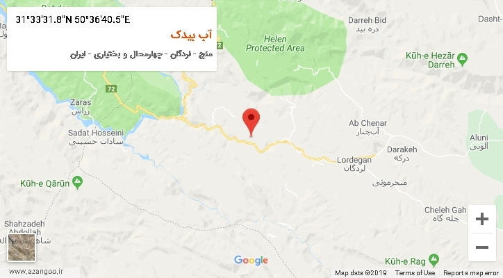 روستای آب بیدک بر روی نقشه