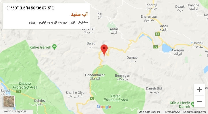 روستای آب سفید بر روی نقشه