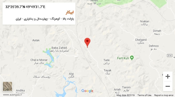 روستای ابیکار بر روی نقشه