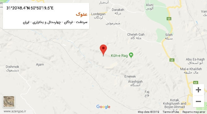 روستای عدوک بر روی نقشه