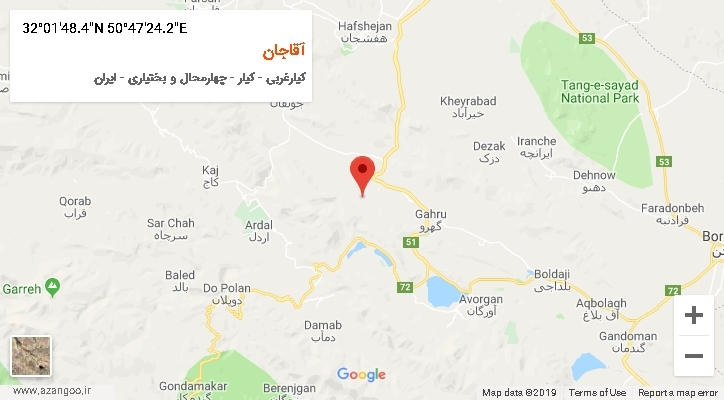 روستای آقاجان بر روی نقشه