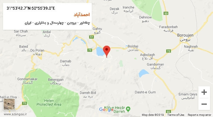 روستای احمدآباد بر روی نقشه
