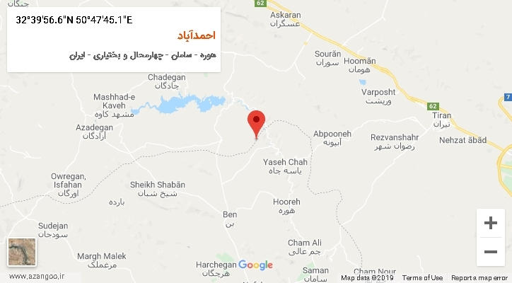 روستای احمدآباد بر روی نقشه