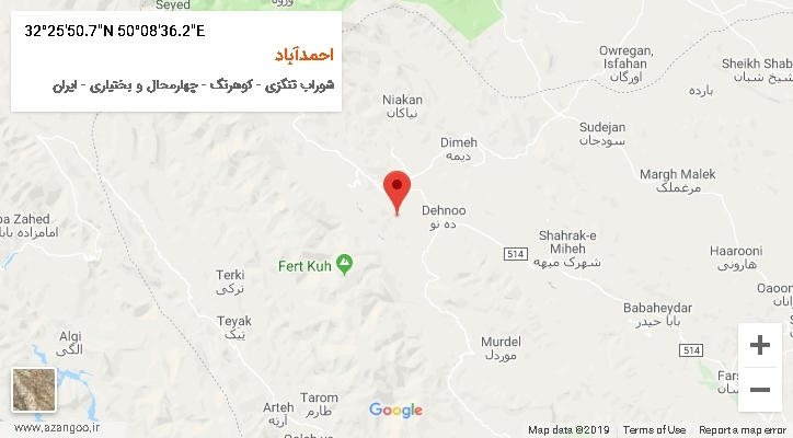 روستای احمدآباد بر روی نقشه