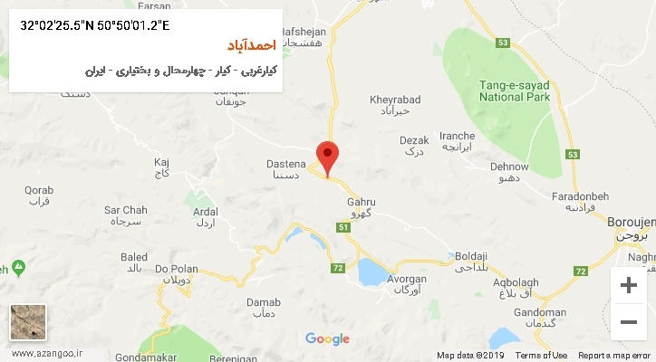 روستای احمدآباد بر روی نقشه