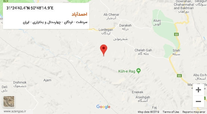 روستای احمدآباد بر روی نقشه