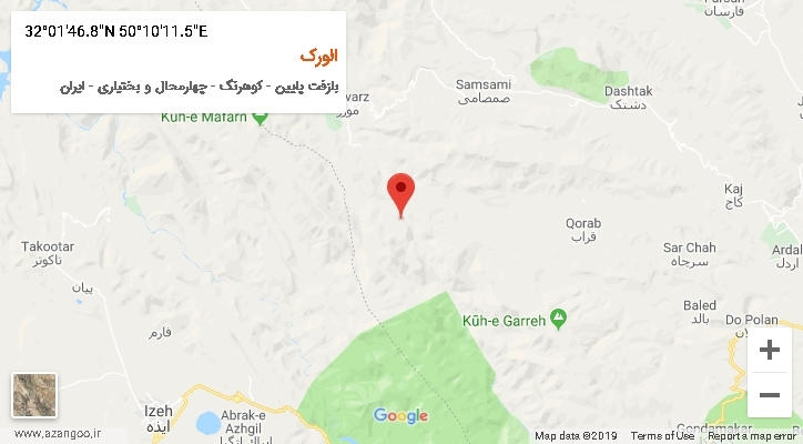 روستای الورک بر روی نقشه