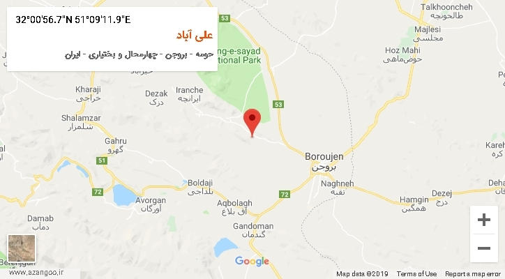روستای علی آباد بر روی نقشه
