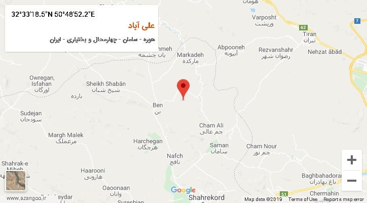 روستای علی آباد بر روی نقشه
