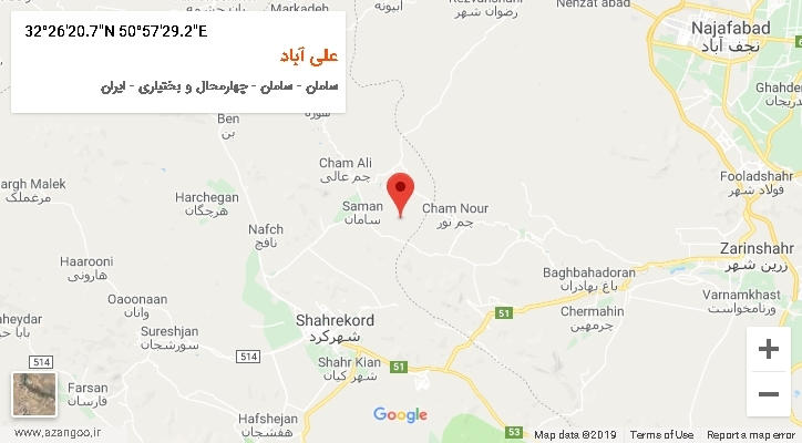 روستای علی آباد بر روی نقشه