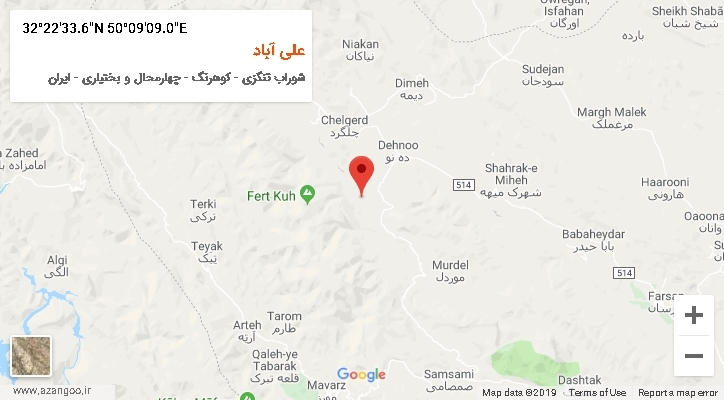 روستای علی آباد بر روی نقشه