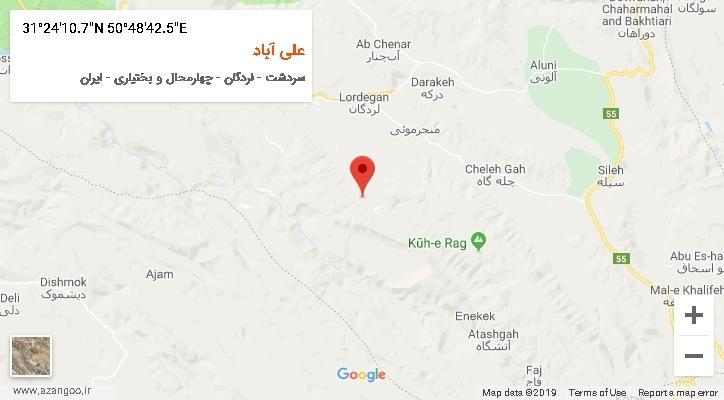 روستای علی آباد بر روی نقشه