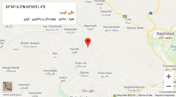 روستای علی غیب بر روی نقشه