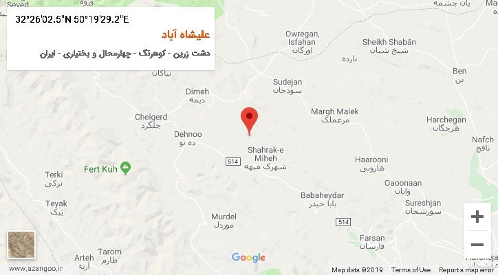 روستای علیشاه آباد بر روی نقشه