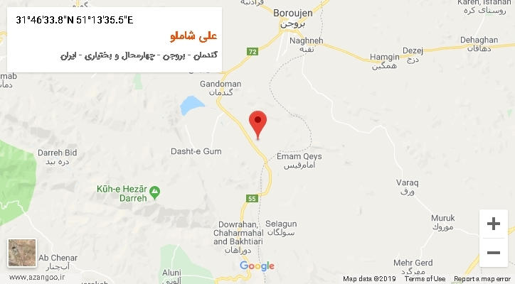 روستای علی شاملو بر روی نقشه